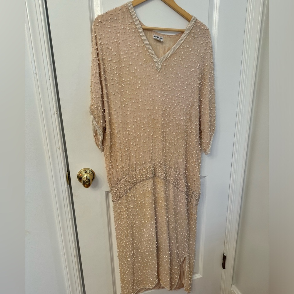 Judith Ann Creations 100% Silk Beaded Vintage Dress